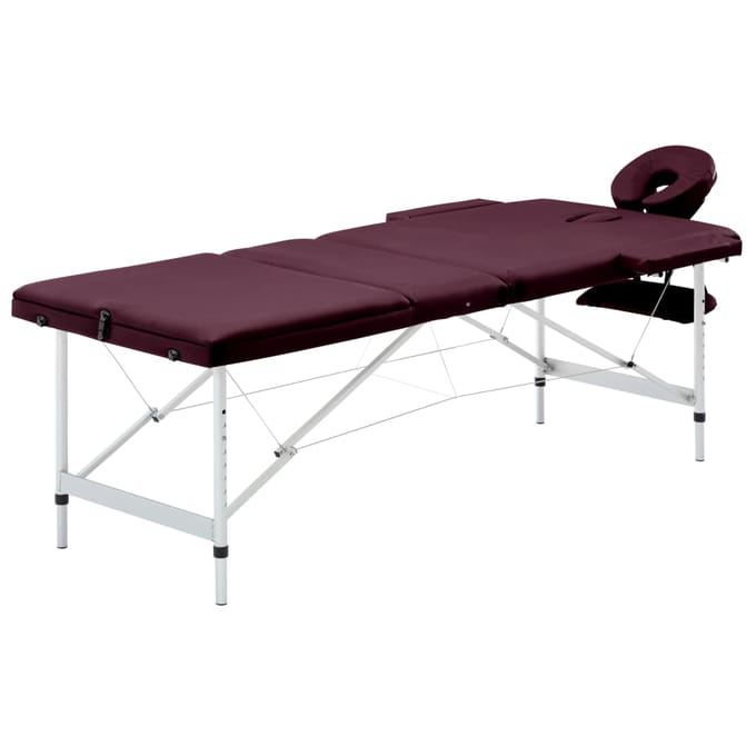 vidaXL - Massagetafel - inklapbaar - 3 - zones - aluminum - wijnpaars
