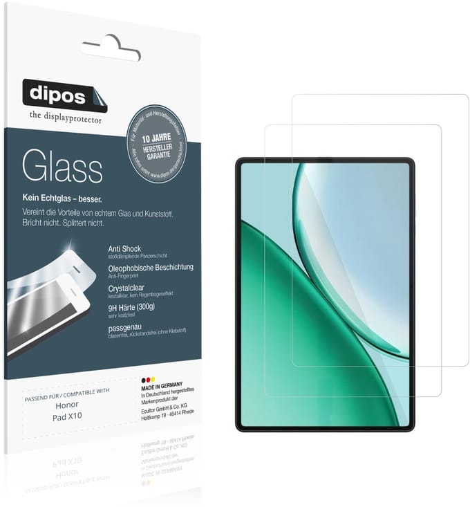 dipos – 2x Pantserfolie geschikt voor Honor Pad X10 | 9H Screenprotector