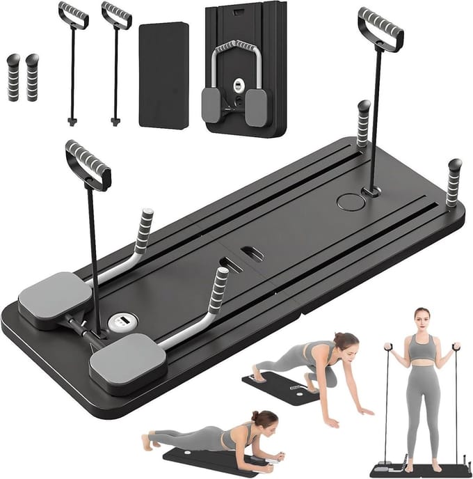 Pilates Trainer - Abdominal Trainer - Thuis Trainen - Automatische Terugslag - 106 cm - Zwart