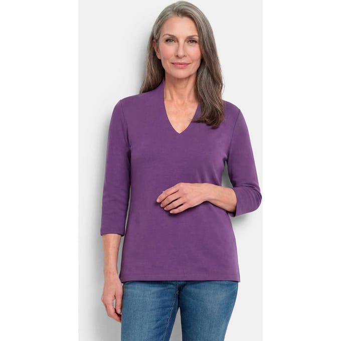 Basic shirt van interlock-jersey - paars - Gr. 19 van Goldner Fashion
