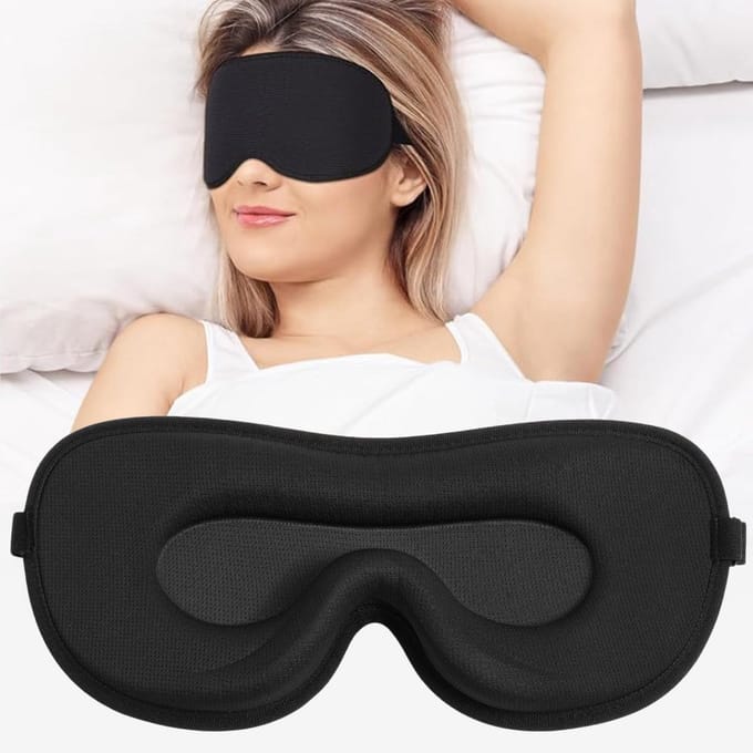 3D Slaapmasker - Oogmasker Rust - Comfortabele Rust - Verstelbare Pasvorm - 26.1 x 13.4 cm - Zwart