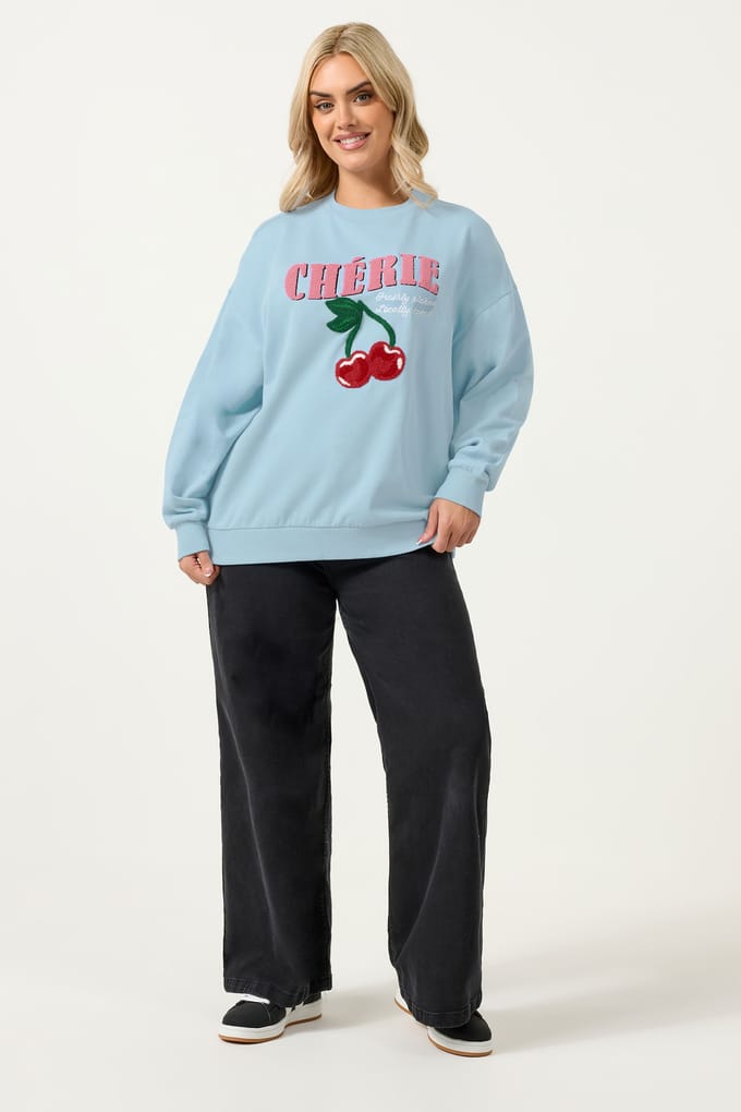 Yours Blauw 'Cherie' Sweatshirt Size 50-52