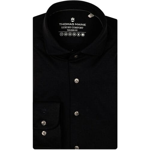Thomas Maine Overhemd Roma Modern Kent Liquid Cotton Uni Color Navy / male