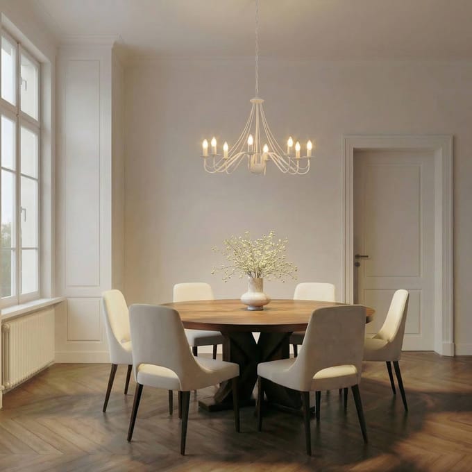 HELAM Kroonluchter Malbo, wit, metaal, 8-lamps, E14