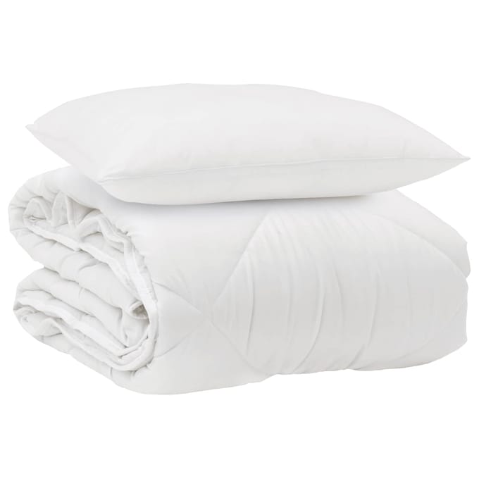 vidaXL - All-Season - Deken - met - kussen - 2 - st - Wit - Microvezel