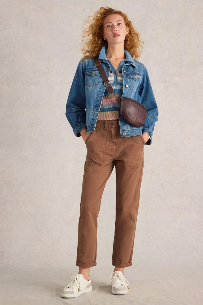 White Stuff Twister Chino Trouser Dark Tan Taglia: 6 REGULAR | Pantaloni chino Outlet | Donna