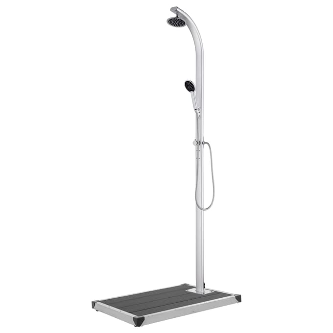 vidaXL - Buitendouche - met - grijze - basis - 220 - cm - aluminium