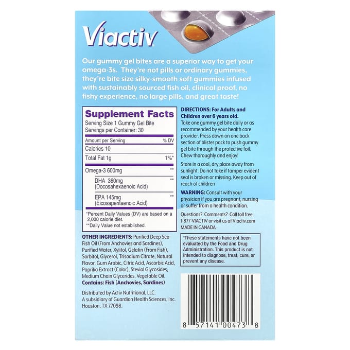 Viactiv, Omega Boost® gummies, citrus passievrucht, 600 mg, 30 gummies
