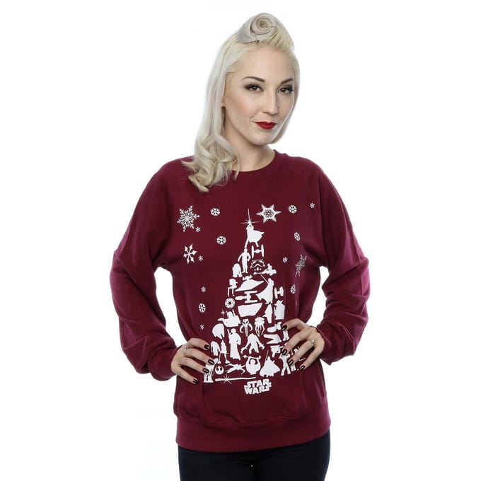 Star Wars Dames/Dames Kerstboom Sweatshirt (Bourgondië)