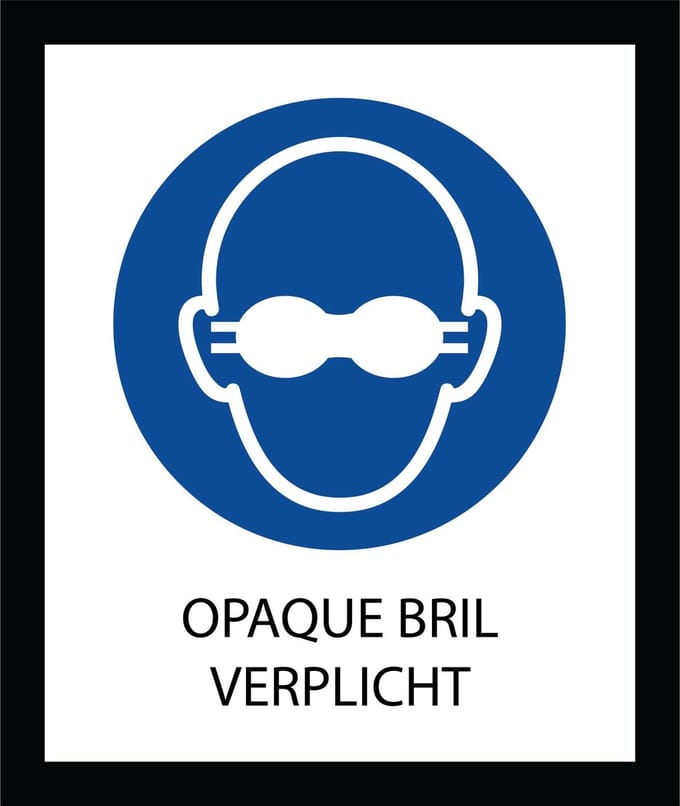 Bord ISO7010 Geboden Opaque bril verplicht 20 x 24 cm