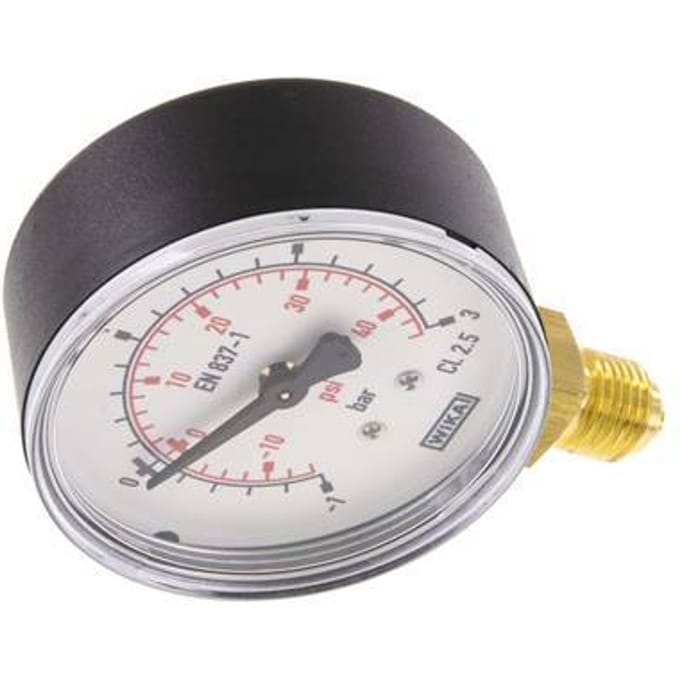 1..3 Bar Manometer Onderaansluiting Kunststof/Messing 63 mm Klasse 2.5