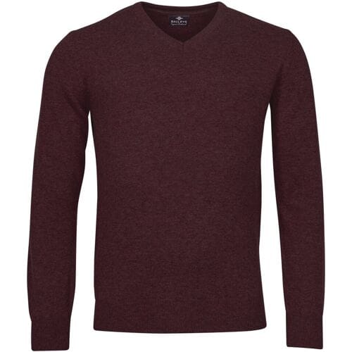 Baileys Trui V-Neck Uni Color Lambswool Aubergine / male