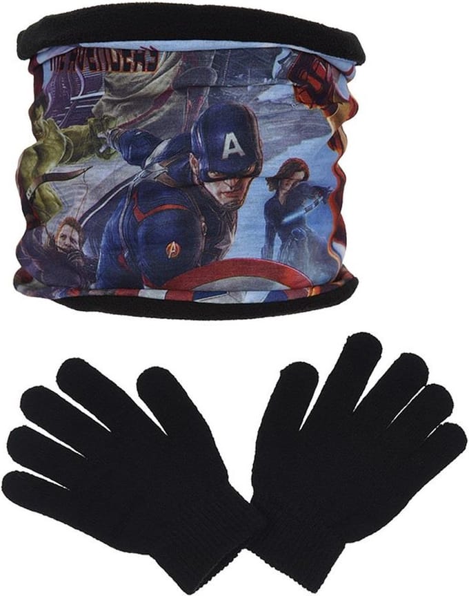 Avengers - Colsjaal Marvel Avengers + handschoenen - zwart - One size (3-6 jaar)