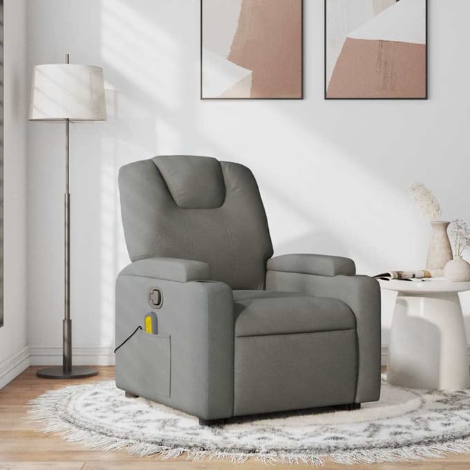 Vidaxl Klapbare Massagestoel, Donkergrijs, Bekleed met Stof