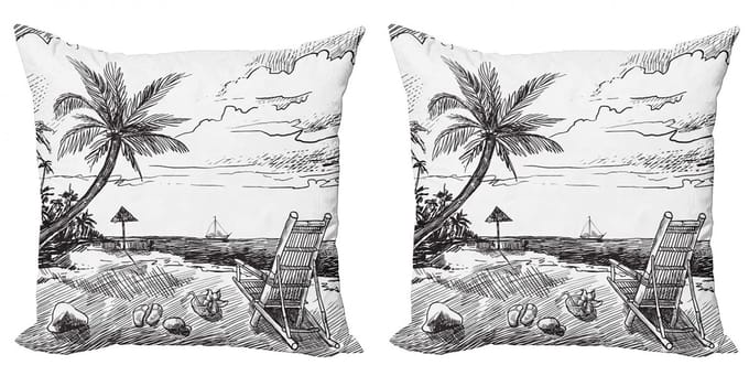 ABAKUHAUS Zomer Kussenhoes Set – 2x45x45 cm – Microvezel – Zwart/Wit