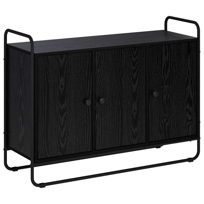 vidaXL - Dressoir - Zwart - eiken - 102 - x - 35 - x - 75 - cm - Bewerkt - hout