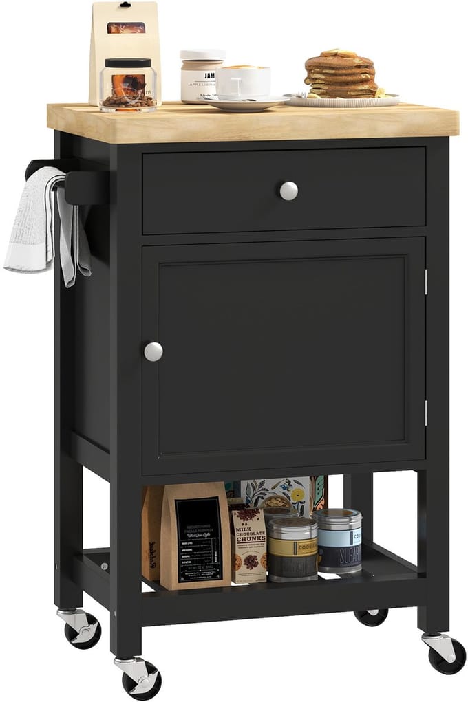 HOMCOM-Keukenwagen-MDF-63,5x40x90cm-Zwart