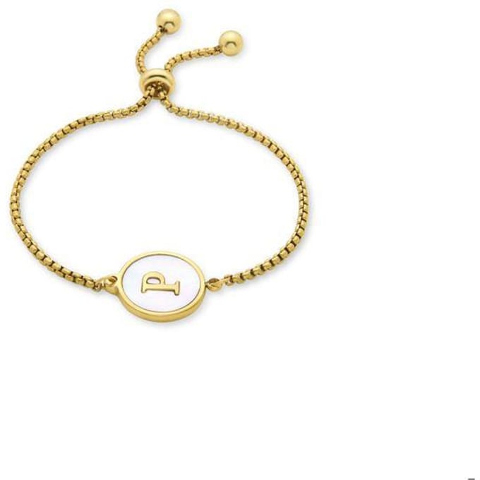 Luxenter armband in wit parelmoer afgewerkt in 18K geel goud - Alfabet