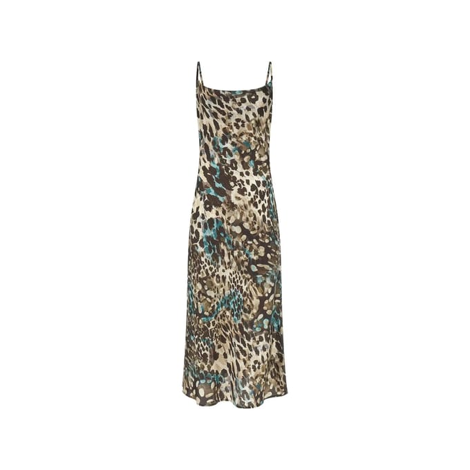 GUESS New Akilina Dress Aquarelle Leopard Pr Taglia: S | Abiti Midi Outlet | Donna | Ciano