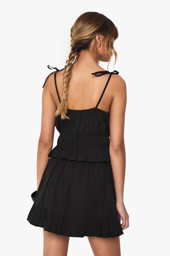 boohoo Dames Ruffle Hem Poplin Mini Rok | Black | Maat: 8