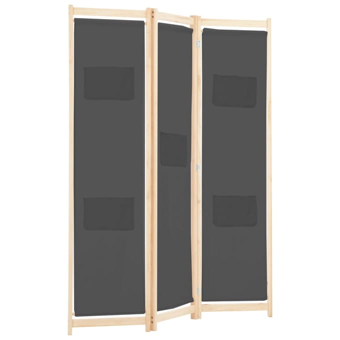 vidaXL - Kamerscherm - met - 3 - panelen - 120x170x4 - cm - stof - grijs