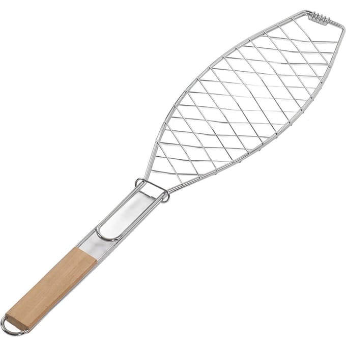 Roestvrij Staal Vis Grillmand Compact Makkelijk Op te Bergen Grillmand met Handvat voor Buiten white