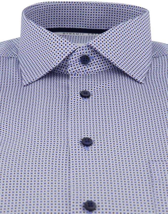 Modern Fit Eterna overhemd blauw geprint