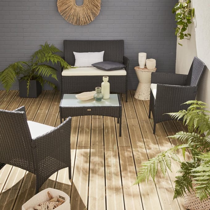 sweeek - Tuinmeubelset van wicker, moltès, 4-zits