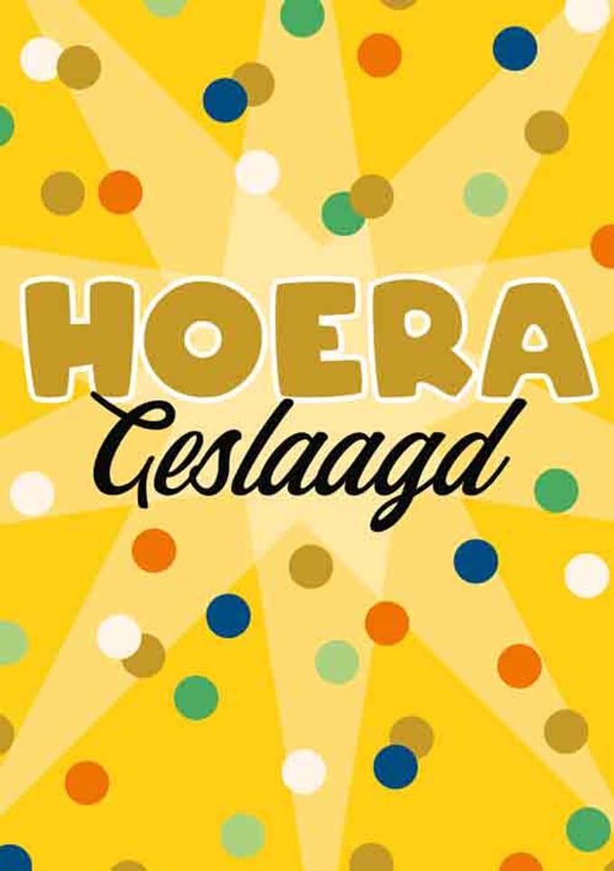 Wenskaart Geslaagd - Hoera Confetti - met Envelop