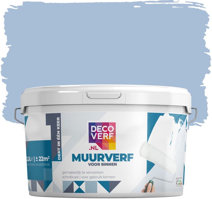 Decoverf muurverf mat retro blauw, 2.5L