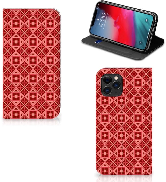 Apple iPhone 11 Pro Hoesje met Magneet Batik Rood