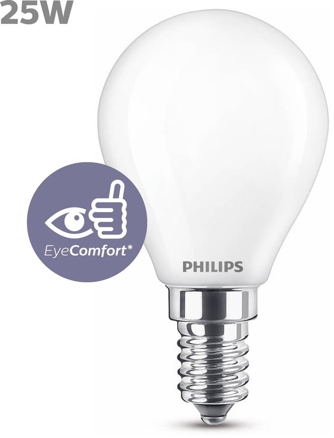 Philips LED lamp - Kogellamp met E14 fitting - Koelwit licht: 4000K - 25W - Mat glas
