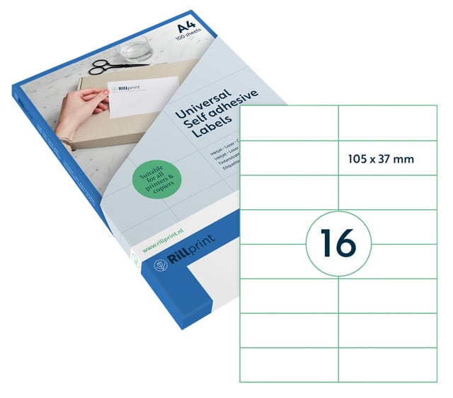 Etiket Rillprint 105x37mm mat transparant 400 stuks