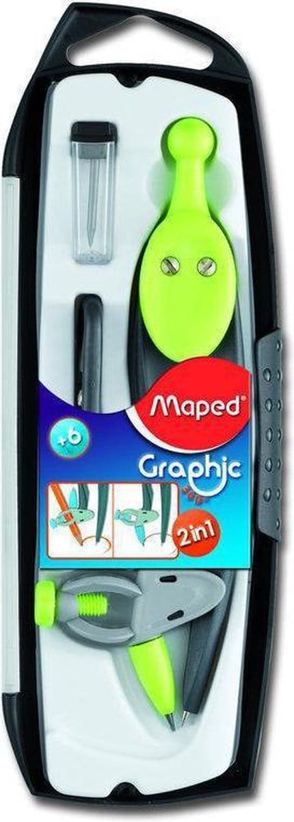 Graphic passer 360° uitwisselbare vulling + adapter set - assorti kleuren