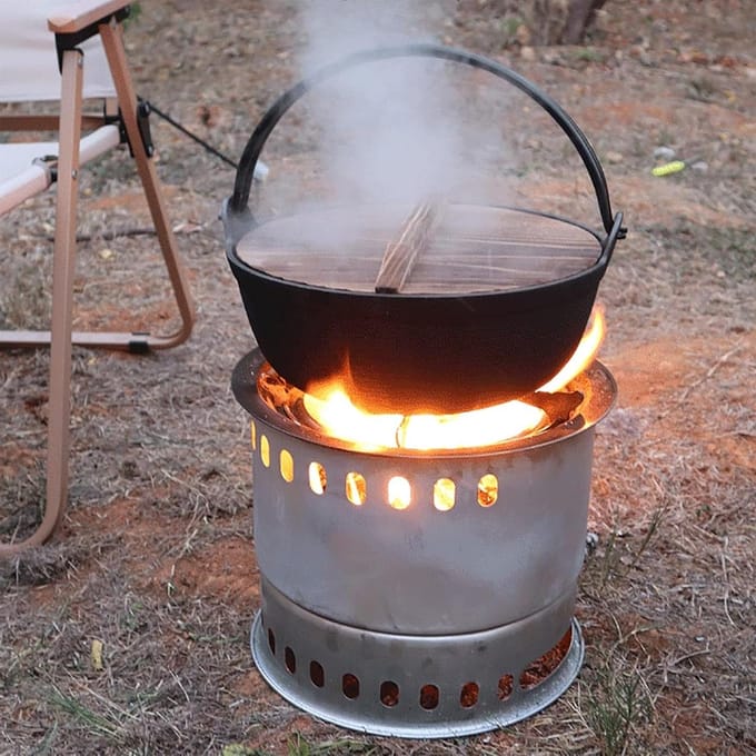 Draagbare Terraskachel - Buiten Koken - Kamperen en Nood - Efficiënte Verbranding - 29 cm Diameter - Zwart
