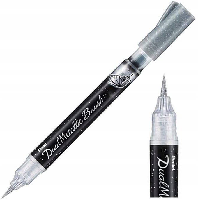 Pentel Brush Pen Dual Metallic Kalligrafie Marker - Zilver