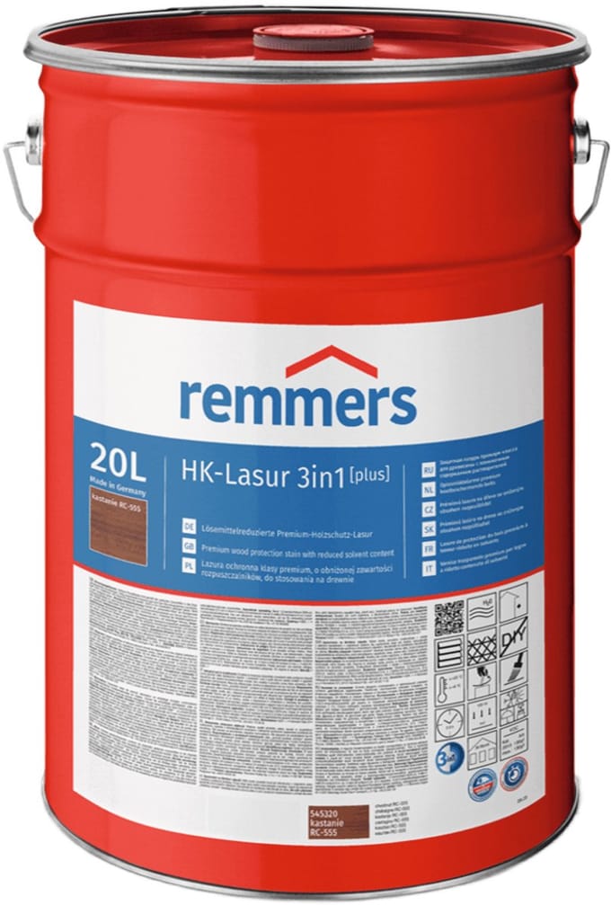 Remmers - HK 3in1 glazuur [plus] 20 l, Kastanje