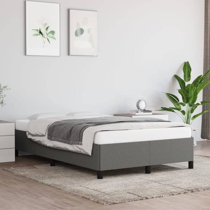 vidaXL - Bedframe - zonder - matras - 120x200 - cm - stof - donkergrijs