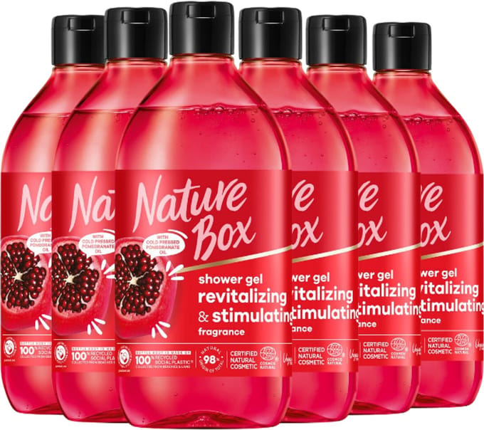 Nature Box Pomegranate Shower Gel 6x 385 ml - Grootverpakking