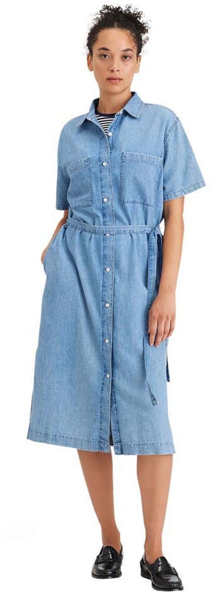 Dockers Button Front Midi-jurk Met Korte Mouwen Blauw M Vrouw