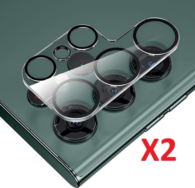 Samsung S22 Ultra Screenprotector camera glass Zwart- Samsung Galaxy S22 Ultra Screenprotector camera lens - Samsung S22 Ultra Screen Protector Camera - 2 stuk
