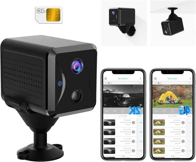 Draagbare Mini Camera - 4G Camera - Bewaking Op Afstand - Geen Wifi Nodig - 2K Resolutie - Zwart