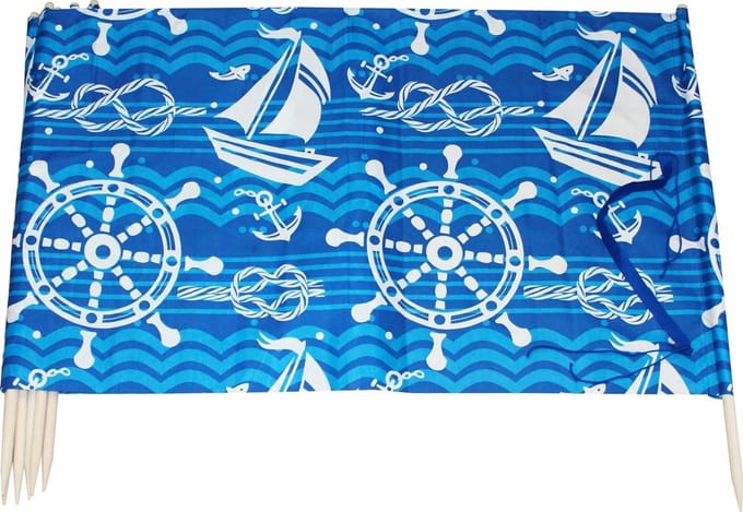 Windschutz Strand Länge 8 Meter blau mit Schulterriemen mit Steuerbock
