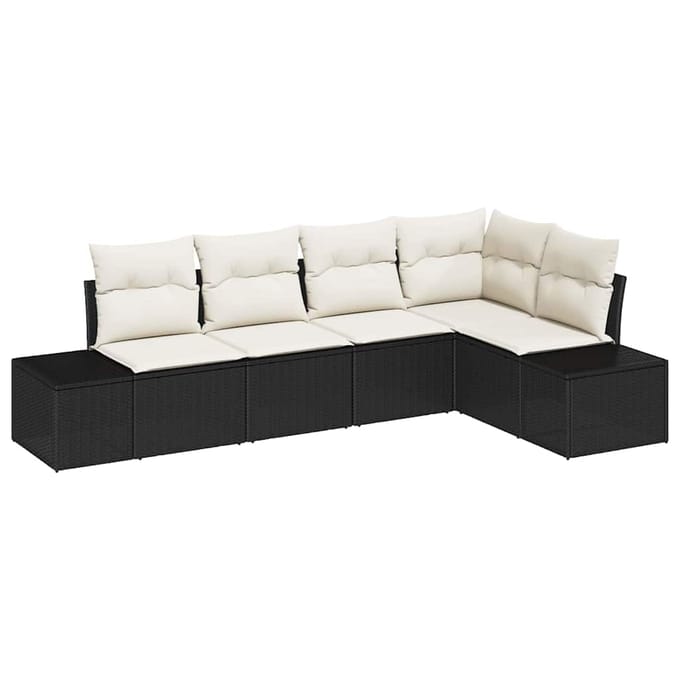 vidaXL Tuin Sofa Set 5 st Zwart poly rattan