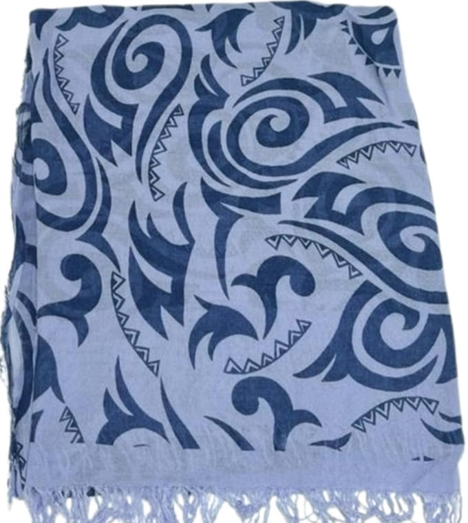 Lange Dunne Sjaal - 100% Bamboe - Print - Jeansblauw - 190 x 65 cm (6623)