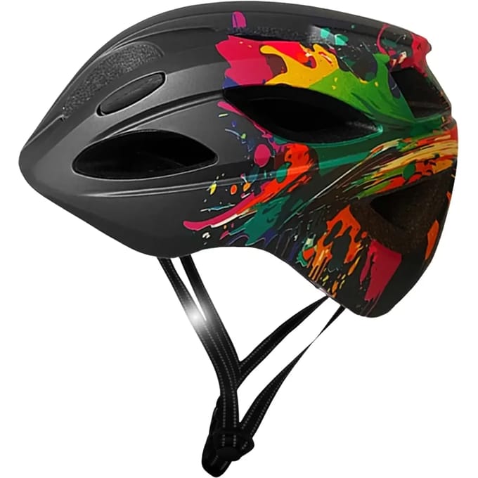 Fietshelm voor kinderen 6-12 |Zwarte Splash|Crazy Safety|EN1078 Gecertificeerd
