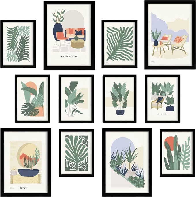 Moderne Kunstprints - Wanddecoratie Set - Ruimtes Aankleden - Premium Papier Inkt - A3 A4 Frames - Groen