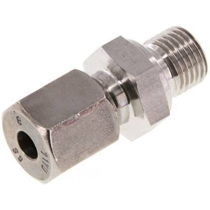 G 1/4'' Buitendraad x 6S RVS Rechte Snijring Koppeling 630 Bar DIN 2353