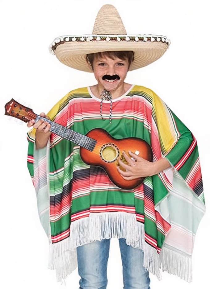 Witbaard Poncho Mexicaans Junior Polyester One-size