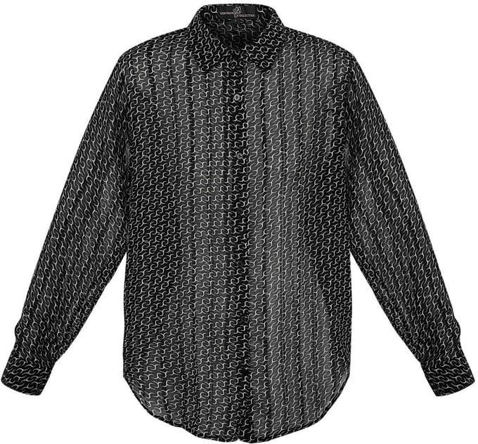 YWG - Polyester Vrouwen Overhemd Lange Mouw Gestreept Ontwerp - Zwart - Maat M